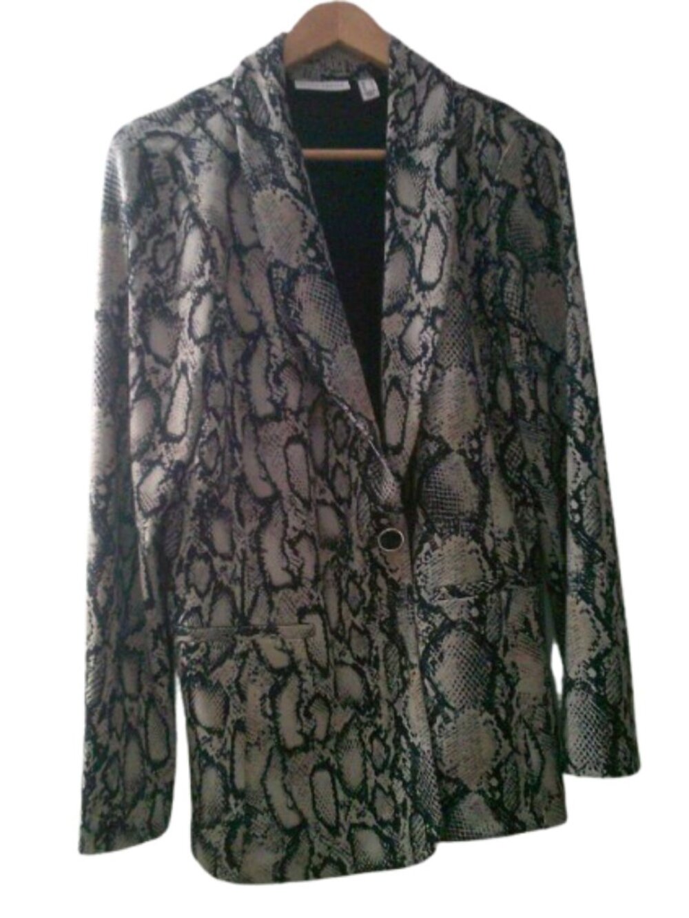Susan Graver Womens Snakeskin  Print Liquid Knit Blazer Jacket Size Medium